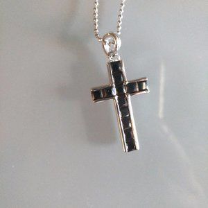 Cross Necklace - Black Shinny Stones